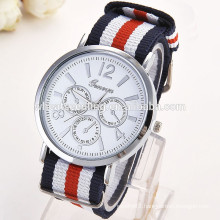 New Fashion Round 2 zones ladies cheap geneva leather watch